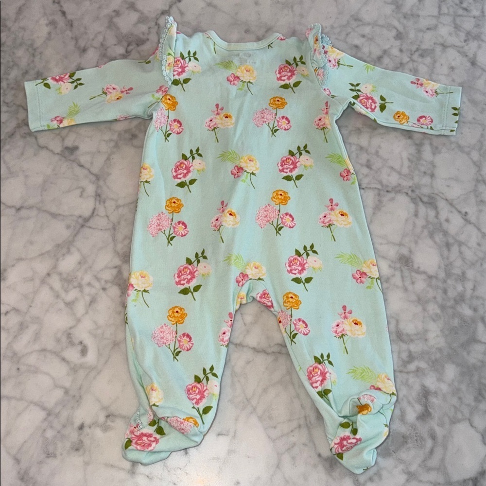 Little Me Floral Ruffle Footie 3M - Picture 6 of 7